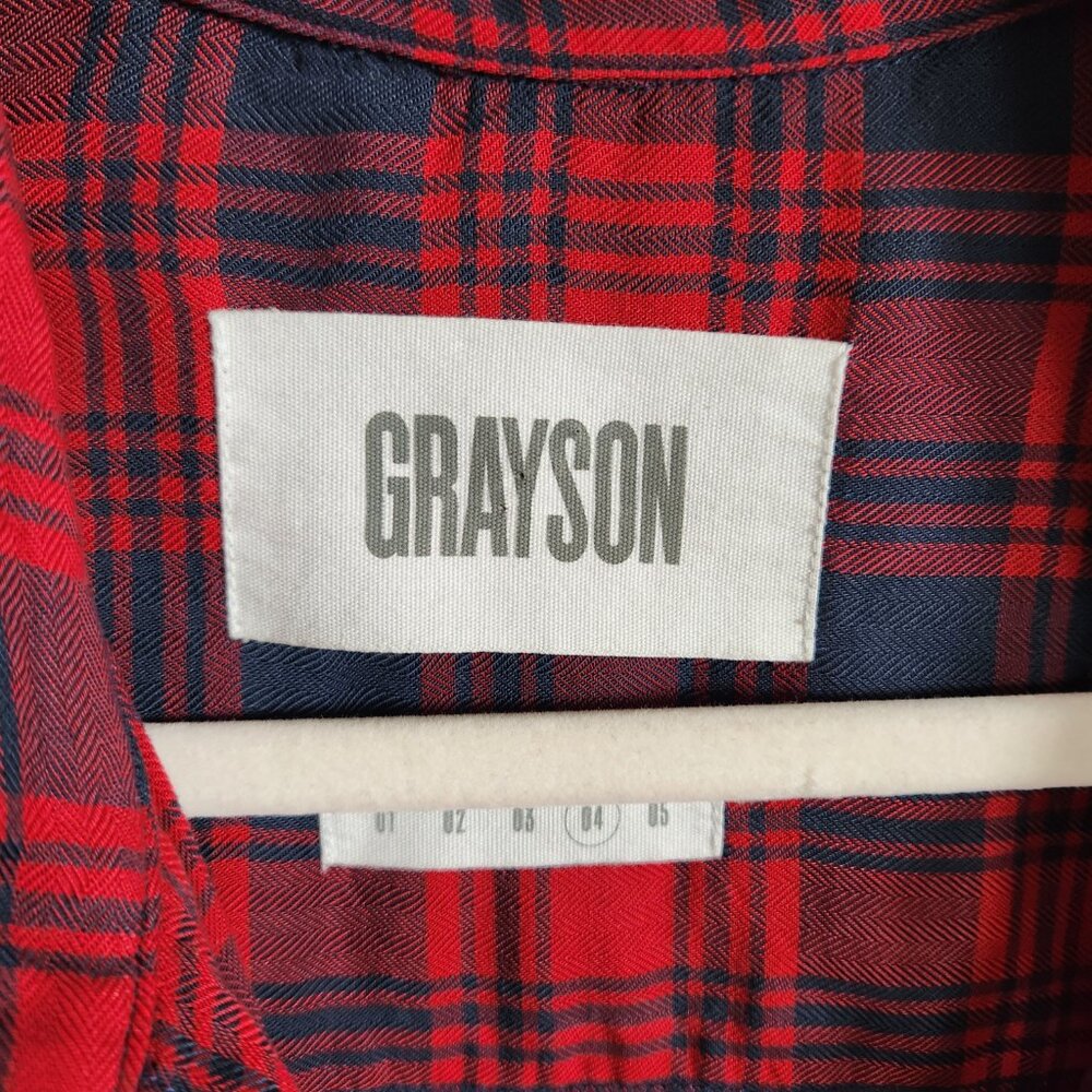 Grayson Shirt Women's Large Blue Red Plaid 4 The Hero Button Front Shirt - Picture 6 of 11
